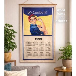 Vintage 1999 Rosie the Riveter Canvas Wall Hanging Calendar Smithsonian